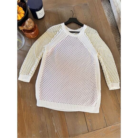 Cotton by Autumn Cashmere Color Block Honeycomb Sweater in Bleach White & Neutra - Picture 1 of 8